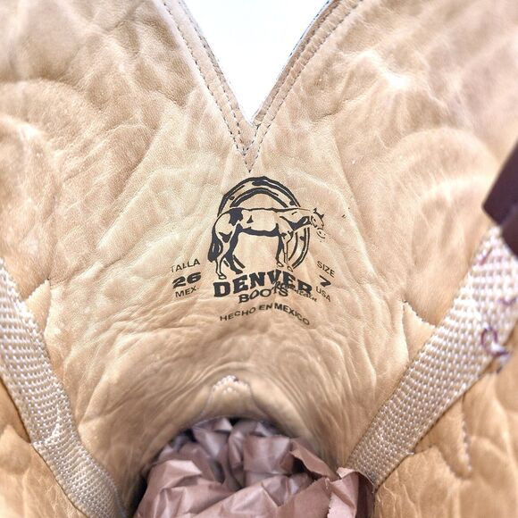 Rare Denver Men's Stingray Print Cowboy Boots Burgundy US Size 7 Mex Talla 26 - Picture 11 of 14